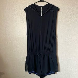 Sleeveless Black Hooded Romper
